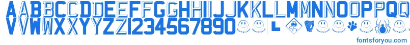 RegistrationPlateUk-Schriftart – Blaue Schriften auf weißem Hintergrund