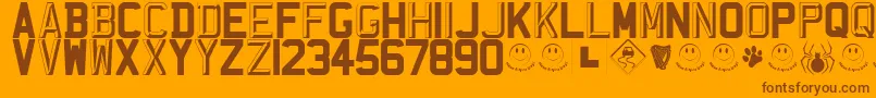 Więcej informacji o czcionce RegistrationPlateUk Czcionka RegistrationPlateUk – brązowe czcionki na pomarańczowym tle