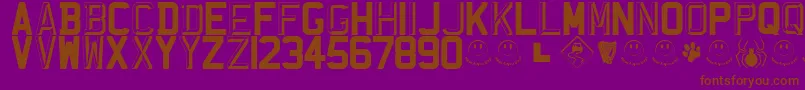 Weitere Informationen zur RegistrationPlateUk-Schriftart RegistrationPlateUk-Schriftart – Braune Schriften auf violettem Hintergrund