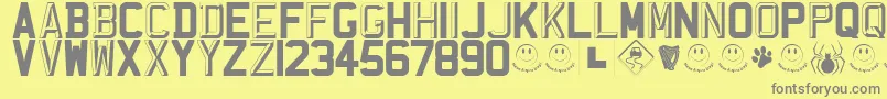 RegistrationPlateUk-fontti – harmaat kirjasimet keltaisella taustalla