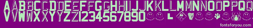 フォントRegistrationPlateUk – 紫の背景に緑のフォント