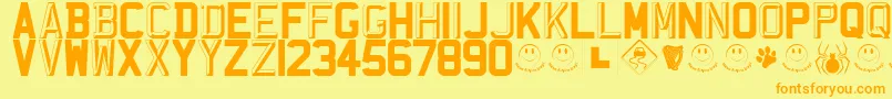 RegistrationPlateUk Font – Orange Fonts on Yellow Background