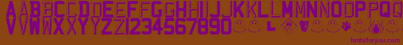 RegistrationPlateUk-fontti – violetit fontit ruskealla taustalla
