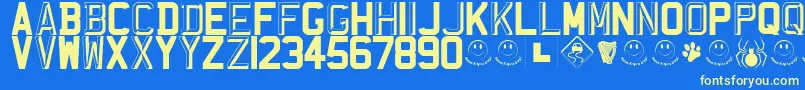 RegistrationPlateUk-fontti – keltaiset fontit sinisellä taustalla