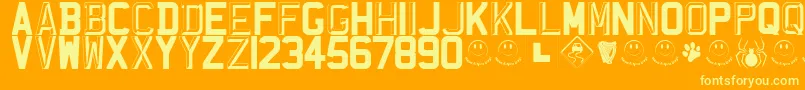 RegistrationPlateUk-fontti – keltaiset fontit oranssilla taustalla