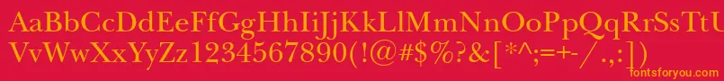 フォントNwb55C – 赤い背景にオレンジの文字