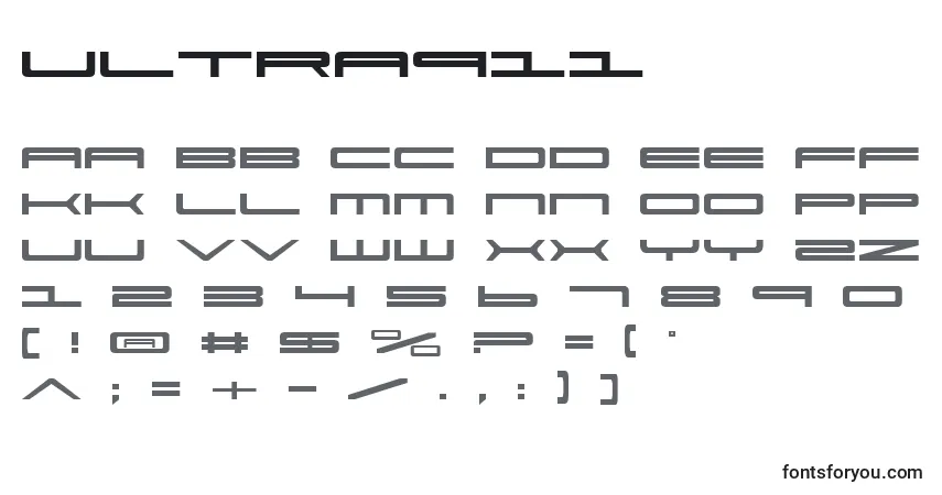 Schriftart Ultra911 – Alphabet, Zahlen, spezielle Symbole