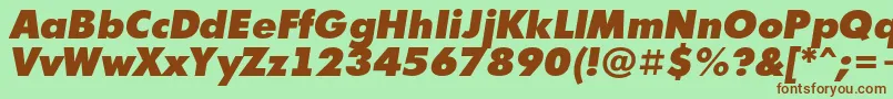 Fonte AFuturicaextrablackItalic – fontes marrons em um fundo verde