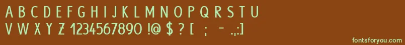 フォントHypeBold – 緑色の文字が茶色の背景にあります。