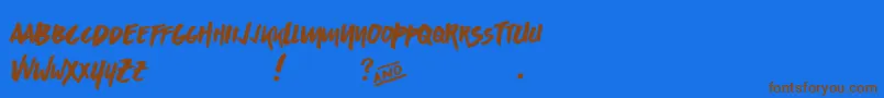 Fonte AsphaltsDisplayPersonalUse – fontes marrons em um fundo azul