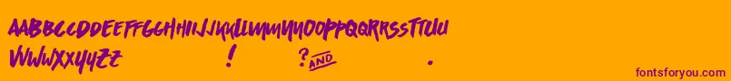 AsphaltsDisplayPersonalUse-fontti – violetit fontit oranssilla taustalla