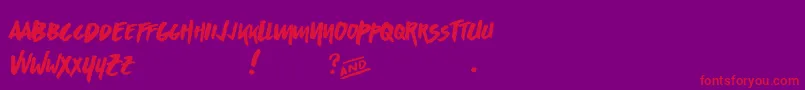 AsphaltsDisplayPersonalUse-Schriftart – Rote Schriften auf violettem Hintergrund