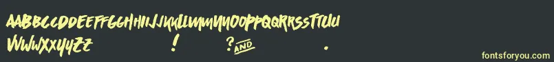 AsphaltsDisplayPersonalUse-fontti – keltaiset fontit mustalla taustalla