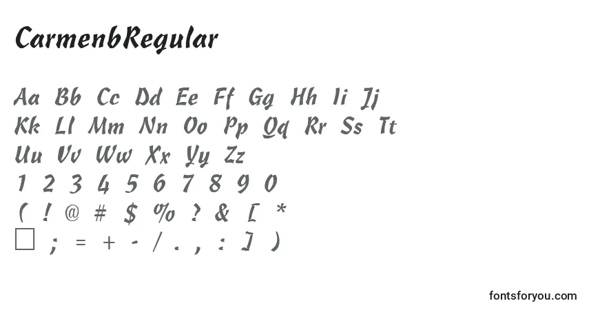 Schriftart CarmenbRegular – Alphabet, Zahlen, spezielle Symbole