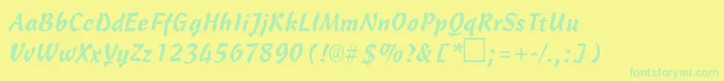Więcej informacji o czcionce CarmenbRegular Czcionka CarmenbRegular – zielone czcionki na żółtym tle