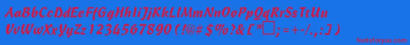 CarmenbRegular Font – Red Fonts on Blue Background