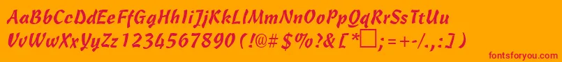 CarmenbRegular-Schriftart – Rote Schriften auf orangefarbenem Hintergrund