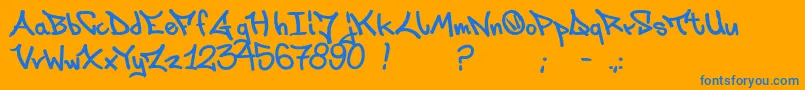 フォントLaksoner – オレンジの背景に青い文字