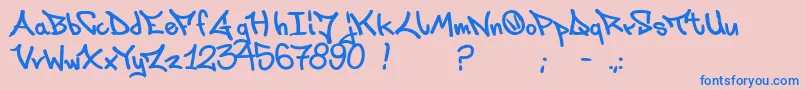 フォントLaksoner – ピンクの背景に青い文字