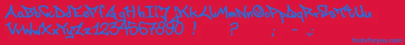 フォントLaksoner – 赤い背景に青い文字