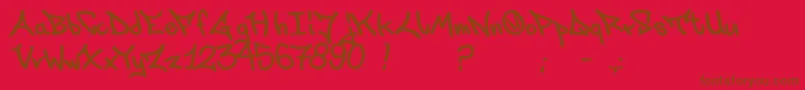 Laksoner-Schriftart – Braune Schriften auf rotem Hintergrund