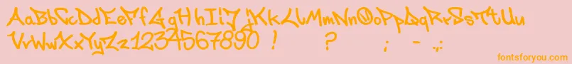 フォントLaksoner – オレンジの文字がピンクの背景にあります。