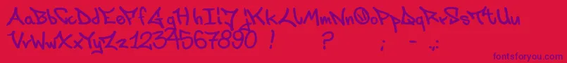 Laksoner-Schriftart – Violette Schriften auf rotem Hintergrund