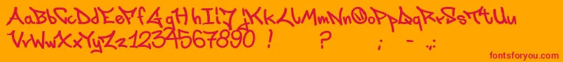 フォントLaksoner – オレンジの背景に赤い文字