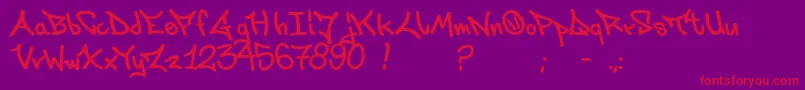 Laksoner-Schriftart – Rote Schriften auf violettem Hintergrund