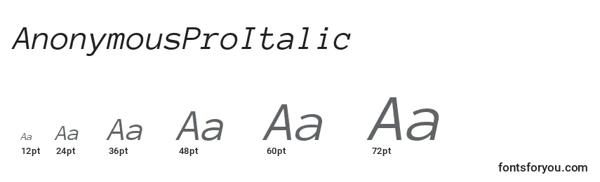 Größen der Schriftart AnonymousProItalic