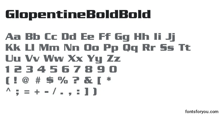Schriftart GlopentineBoldBold – Alphabet, Zahlen, spezielle Symbole