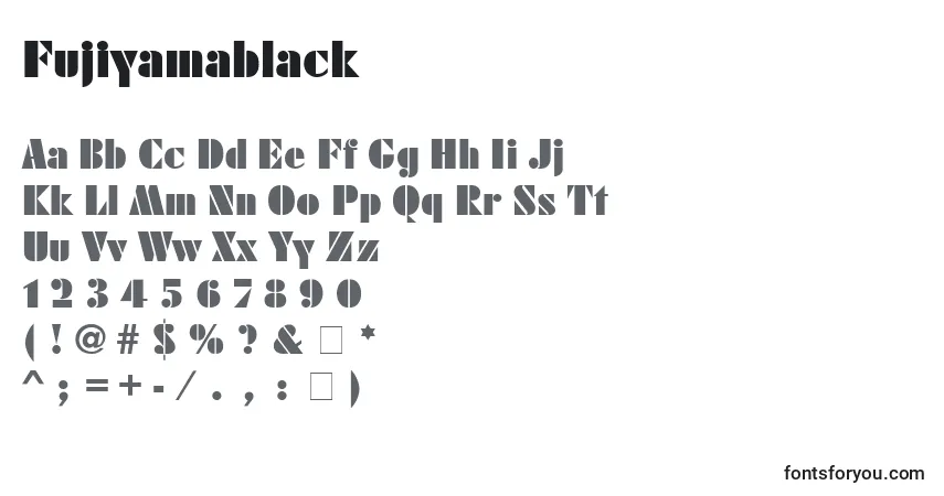 Fujiyamablack-fontti – aakkoset, numerot, erikoismerkit