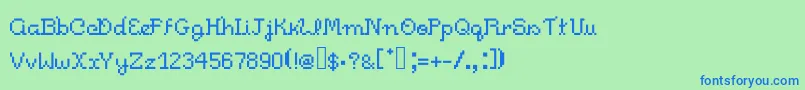 Czcionka Pixelitocm – niebieskie czcionki na zielonym tle
