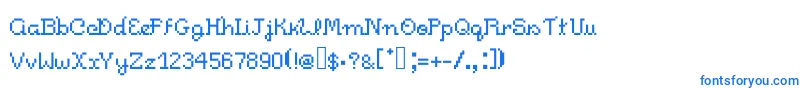 Czcionka Pixelitocm – niebieskie czcionki na białym tle