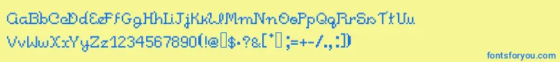 Fonte Pixelitocm – fontes azuis em um fundo amarelo