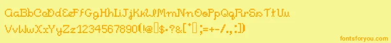 フォントPixelitocm – オレンジの文字が黄色の背景にあります。