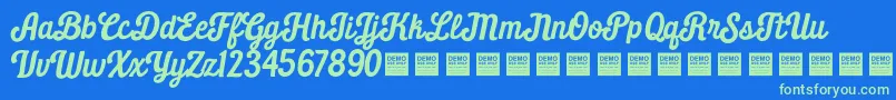 Czcionka DailyGrindDemo – zielone czcionki na niebieskim tle