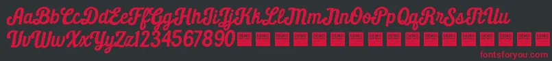 Czcionka DailyGrindDemo – czerwone czcionki na czarnym tle