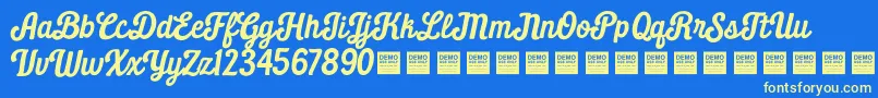 DailyGrindDemo Font – Yellow Fonts on Blue Background