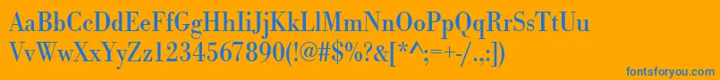 Urwbodonitextnar-Schriftart – Blaue Schriften auf orangefarbenem Hintergrund