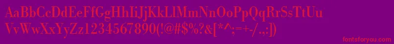 フォントUrwbodonitextnar – 紫の背景に赤い文字