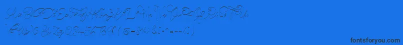 Fonte CeciliaScriptWebfont – fontes pretas em um fundo azul