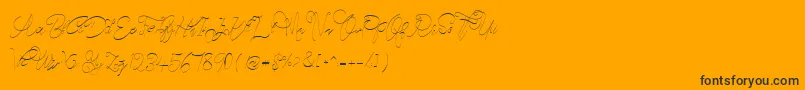 Fonte CeciliaScriptWebfont – fontes pretas em um fundo laranja