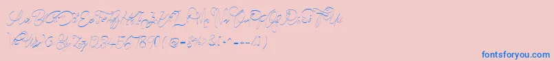 CeciliaScriptWebfont Font – Blue Fonts on Pink Background