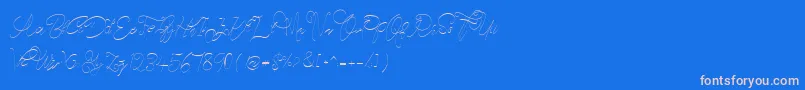 Fonte CeciliaScriptWebfont – fontes rosa em um fundo azul