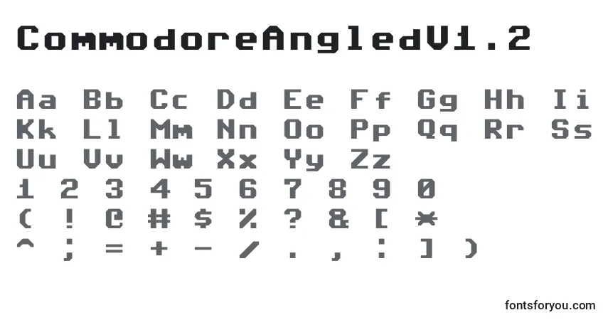 Czcionka CommodoreAngledV1.2 – alfabet, cyfry, specjalne znaki
