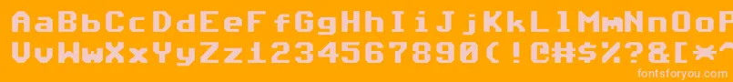 CommodoreAngledV1.2-Schriftart – Rosa Schriften auf orangefarbenem Hintergrund