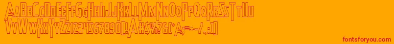 フォントHeroesassembleout – オレンジの背景に赤い文字