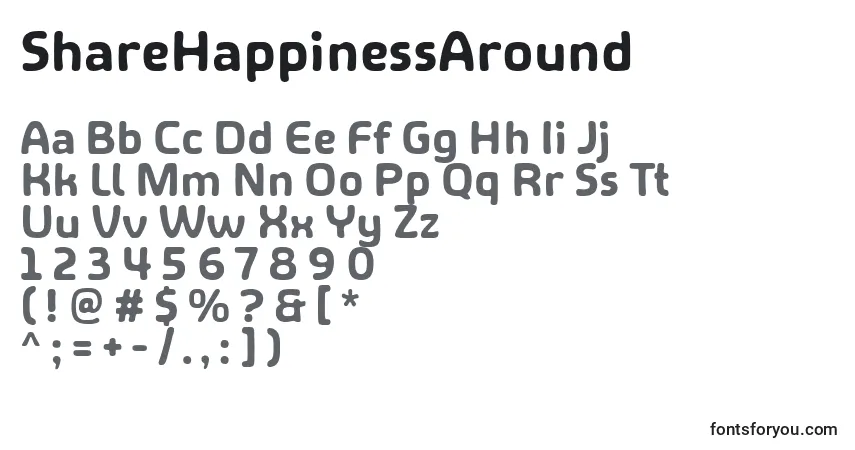 Шрифт ShareHappinessAround – алфавит, цифры, специальные символы