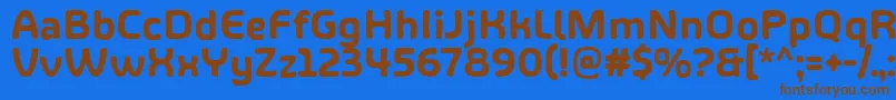 フォントShareHappinessAround – 茶色の文字が青い背景にあります。